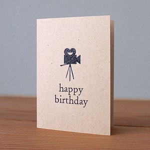 Handmade Vintage Movie Camera Birthday Card, Cards for Movie Fans, Cards for Film Fans, Vintage Camera Card, Vintage Movie Camera Cards image 1