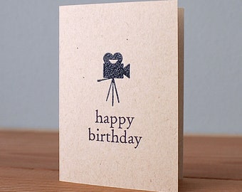 Handmade Vintage Movie Camera Birthday Card, Cards for Movie Fans, Cards for Film Fans, Vintage Camera Card, Vintage Movie Camera Cards