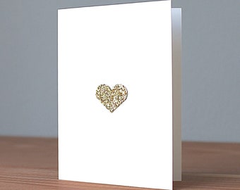 Handmade Glitter Gold Heart Card, Card with Heart, weetree, weetreeco, weetreecompany, The Wee Tree Co.