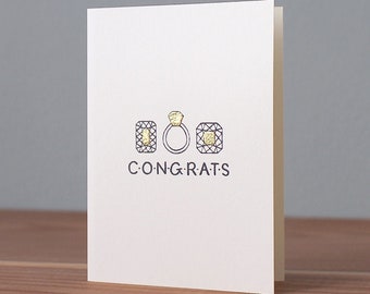 Handmade Congratulations Card With Diamonds, Engagement Card, Wedding Card, Anniversary Card, The Wee Tree Co., theweetree