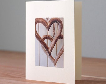 Hanging Wooden Hearts Photo Card, Card with Hearts, Heart Photos, theweetree, weetreeco, weetreecompany, weetree, The Wee Tree Co.