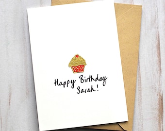 Handmade Personalised Birthday Cupcake Card, Personalised Birthday Card, Personalised Card, theweetree, weetree, weetreeco, The Wee Tree Co.
