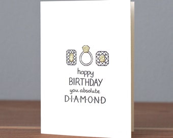 Happy Birthday Card With Diamonds, Diamond Card, Birthday Diamonds, Card With Princess Cut Diamonds, The Wee Tree Co., weetree