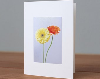 Handmade Gerberas Photo Card, Card with Flowers, Thank You Card Flowers, Sympathy Card, theweetree, weetreeco, The Wee Tree Co.