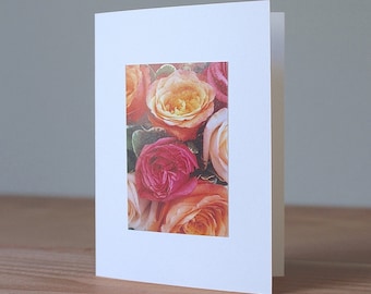 Handmade Roses Photo Card, Rose Card, Valentine Roses, Wedding Roses, Flower Thank You Card, theweetree, weetreeco, The Wee Tree Co.