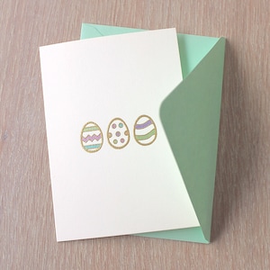 Handmade Easter Egg Card, Card with Easter Eggs, Painted Eggs, Happy Easter Card, The Wee Tree Co., theweetree, weetreeco image 1