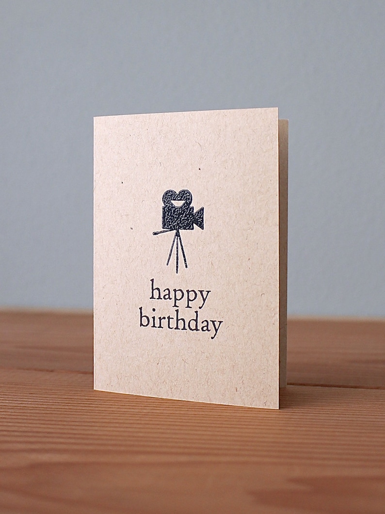 Handmade Vintage Movie Camera Birthday Card, Cards for Movie Fans, Cards for Film Fans, Vintage Camera Card, Vintage Movie Camera Cards image 1