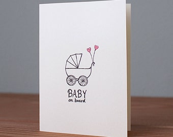 Handmade Baby On Board Card, Mom To Be Card, Cards for Mom To Be, Pink Card for Baby Girl, Pink Baby Girl Card, weetreeco, The Wee Tree Co.