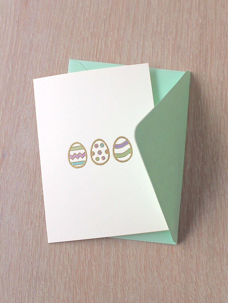 Handmade Easter Egg Card, Card with Easter Eggs, Painted Eggs, Happy Easter Card, The Wee Tree Co., theweetree, weetreeco image 1