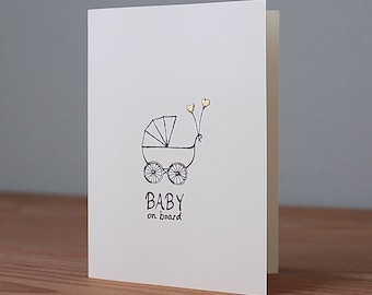 Handmade Baby On Board Card, Mom-To-Be-Card, Card for Mum To Be, Gender Neutral Baby Card, weetreecompany, The Wee Tree Co.