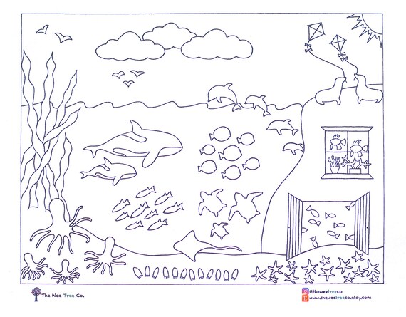 Printable Coloring Placemat Ocean Coloring Picture Coloring Etsy