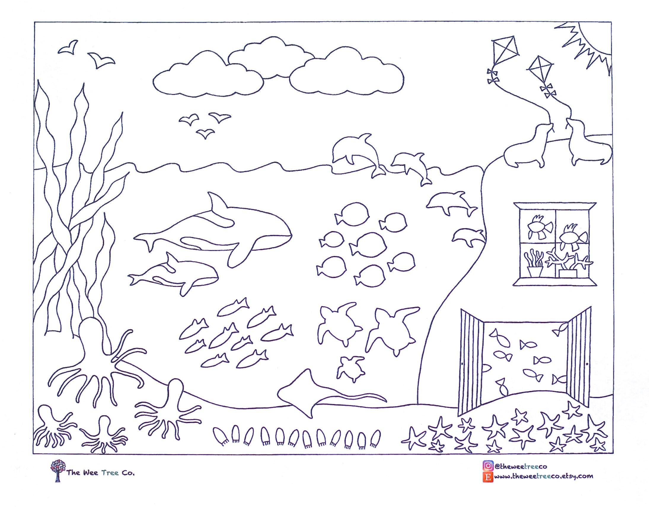 printable coloring placemat ocean coloring picture coloring etsy