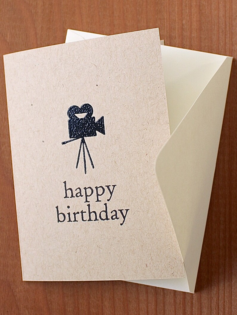 Handmade Vintage Movie Camera Birthday Card, Cards for Movie Fans, Cards for Film Fans, Vintage Camera Card, Vintage Movie Camera Cards image 2