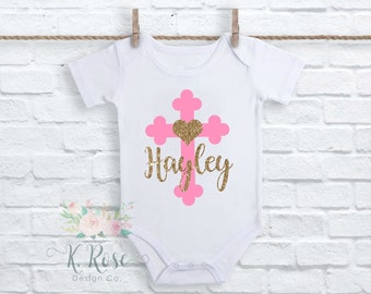 Personalized Baptism Outfit,Christening Outfit,Baptism Bodysuit,Girls Baptism Shirt,Christening Outfit,God Bless Bodysuit,Cross Shirt