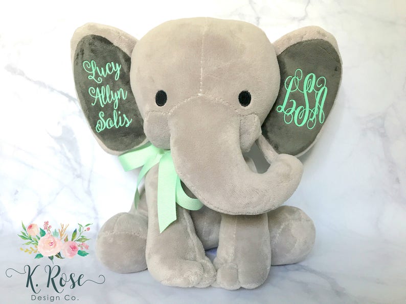 monogrammed stuffed elephant