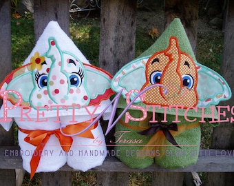 Boy and Girl Elephant Peeker Applique Embroidery designs included 2 3D and 2 Non 3D  (5X7 Hoop)