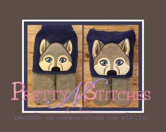 Digital Download Wolf Peeker Applique Embroidery Design for 5X7 hoop includes 2D and 3D