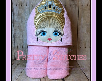 Big Eyed Beauty Princess Karen Applique Embroidery Design for 3X3.92, 5X7, and 6X8.4