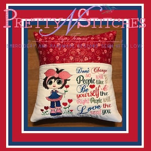 Be Yourself EmbroideryDesign approximate Design Size include seperate character and words 3.9X2.68,  5X7, combined 8.87X6, 10.35X7 & 11.83X8