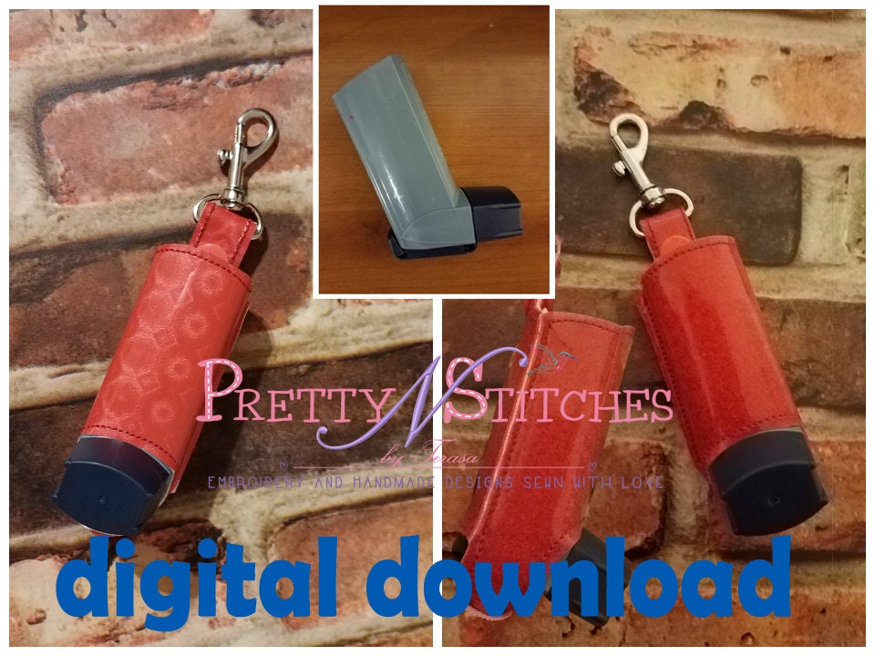 DIGITAL FILE ITH  Embroidery Designs Basic Inhaler holder for Ventolin inhalers, 4X4 hoop please see 2nd photo measurements in description