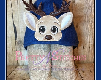 Boy Deer Peeker Applique Embroidery Design for 4X4, 5X7 and 6X7.5 Hoop includes 2D and 3D