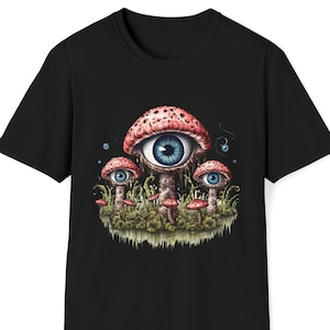 Magic Mushroom Eyeball T-Shirt: Unisex Softstyle Cotton Tee