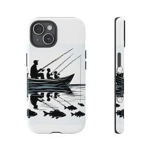 Vater Angeln mit Sohn und Tochter Fisch Tough Handyhülle für iPhone, Samsung Galaxy, & Google Pixel-Geräte. Beschenke Dich selbst!