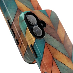 Herringbone Wood Floor Design - Tough Phone Case for Apple iPhone, Samsung Galaxy, and Google Pixel Mobile Devices. Installer Gift!