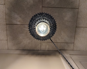 Bike sprocket gear pendant or swag light fixture - steam punk edison rustic