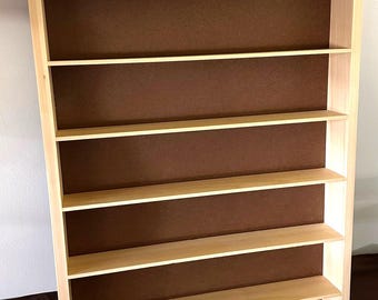 Large 2" Deep Display / Storage Shelf 34" x 22" with extra wide 4 1/2" spacing, 6 shelves, 7 spaces total