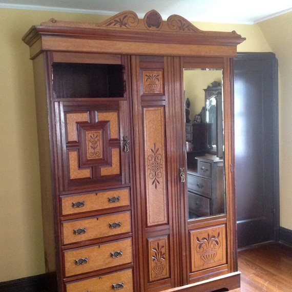 Antique Armoire Vintage Armoire Marquetry Furniture Antique Etsy