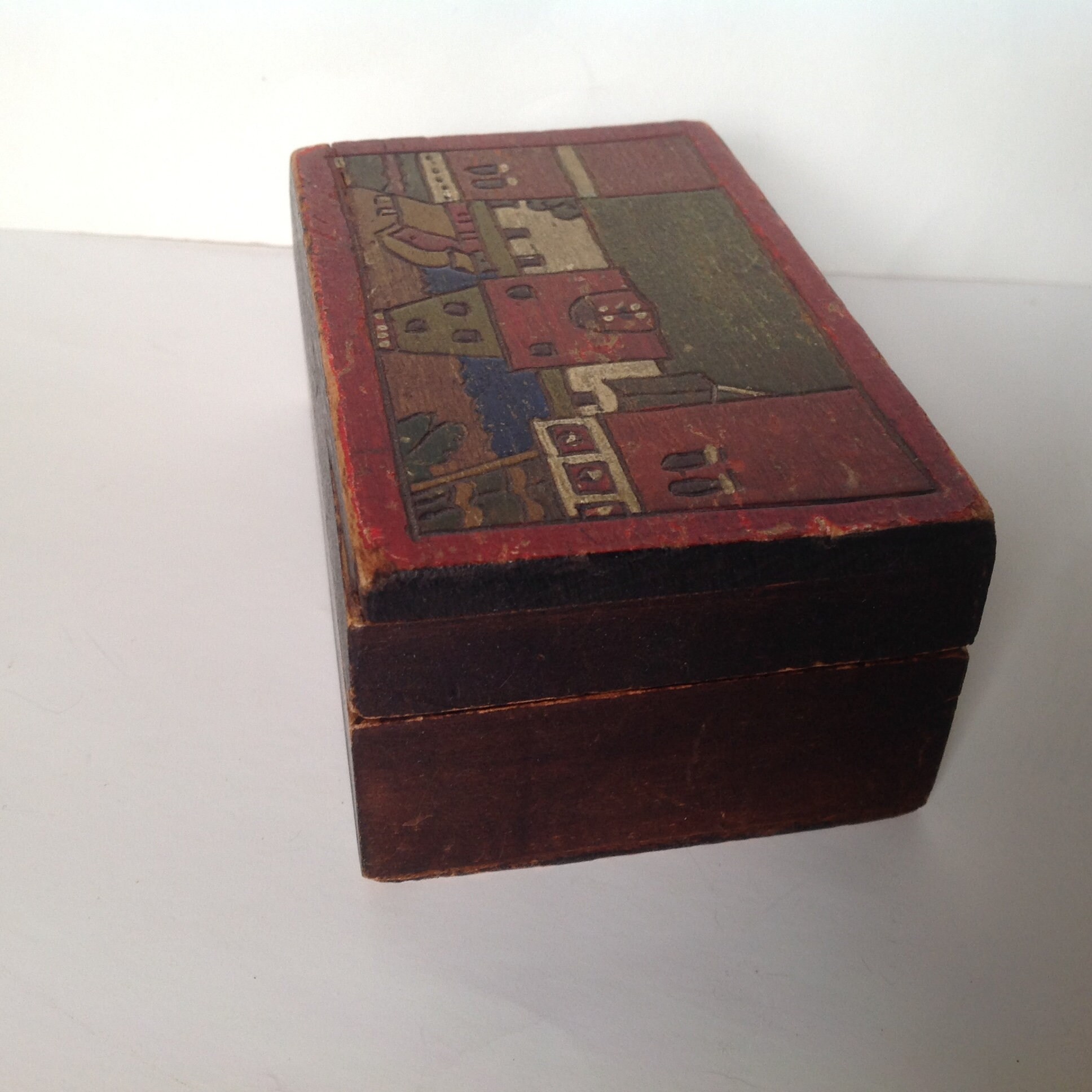 Antique Primitive Folk Art Box/primitive Wood Box/primitive Etsy