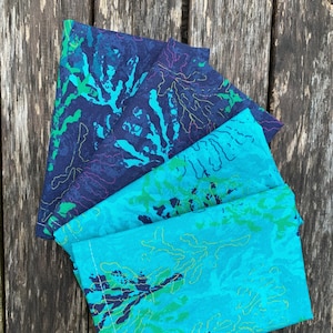 Choose Your Set of 2. Small Lunchbox Everyday Cloth Napkins. OEKO-TEX Certified Fabric. Sea Life Coral