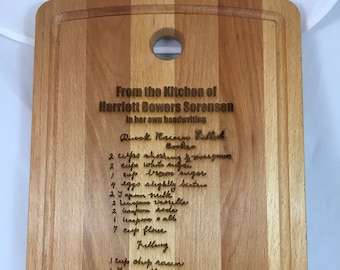 Personalized Custom Cutting Board, Handwritten Recipe, Poem, or Note from Loved One, Birthday, Christmas, Wedding, Bride, Mothers Day