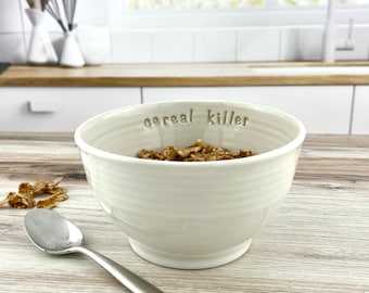 Ceramic cereal bowl, handmade cereal bowl, mom cereal bowl, Cereal Killer bowl, breakfast bowl, cereal lover gift, gift for mom, dad gift