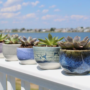 Succulent planter, green blue grey purple ceramic planter, small pot for flowers, heart planter, small bowl for jewelry, gift for new home