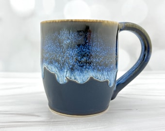 Ceramic coffee mug, handmade coffee mug, coffee tea latte cappuccino mug, ceramic blue mug, ceramic mug handmade pottery, rustic kitchen mug