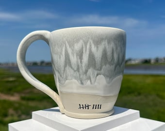 Handmade Ceramic Mug – 9th Anniversary Gift – Nine Tally Marks