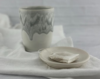 Ceramic coffee mug pottery tumbler, latte cappuccino americano coffee tea cup, white grey stoneware cup, handless cup, ceramic wine cup