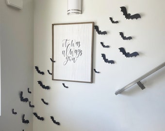 3D Paper Bat Halloween Wall Decor: Black Bats, 30 Pieces