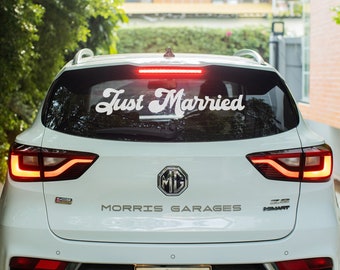 Boho Just Married Removable Car Decal, Personalized Wedding Sign Sticker, Custom Just Married Car Sticker, Wedding Car Kit Wedding Day Decor