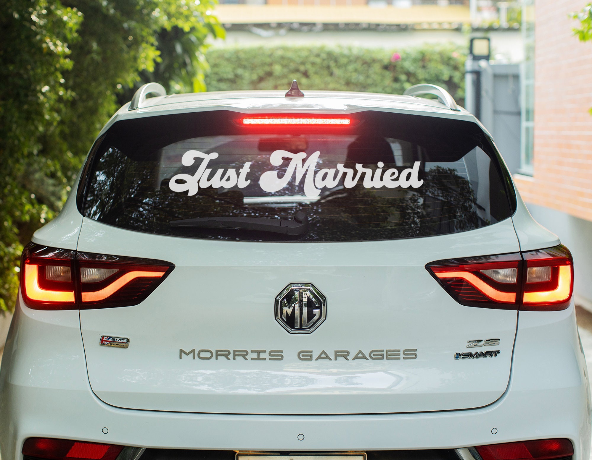 Just Married Film Silver Sticker Car Rear Decoration Wedding Banner KX056