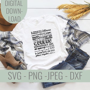 Quebec SVG Berühmte Orte und Symbole Datei, Quebec T Shirt, Cricut Plotterdatei, Kanada Craft Cut File, Quebec Kanada T Shirt Datei