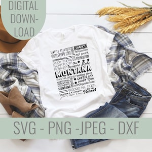 Montana SVG Famous Locations Icons file, Montana State, Silhouette & Cricut SVG file, United states cut file, Montana tee shirt file