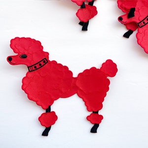 Red Vintage Poodle Applique 5&quot;x5”, Poodle Skirt Costume, 1950&#39;s Applique, Halloween Costume, Poodle Socks, Poodle skirt outfit, Sock Hop