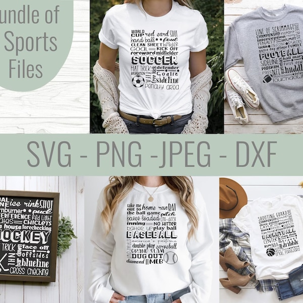 Sports Subway Art SVG Bundle, Sports Shirt Cricut svg, Sports Sayings svg, Digital Download Sports Art, Football Season Symbols Shirt