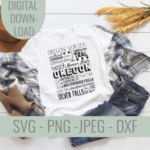 Oregon State Famous Locations and Icons SVG file, Oregon State Shirt, Portland Shirt cut file, United states cut file, Oregon tee shirt file