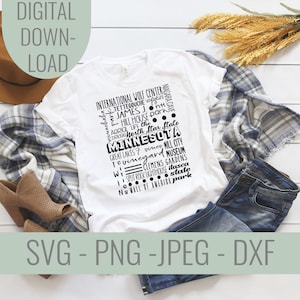 Minnesota SVG Berühmte Orte und Icons Datei, Minnesota State, State Tee Shirt Cricut Cut Datei, United States Cut File Minnesota Shirt File