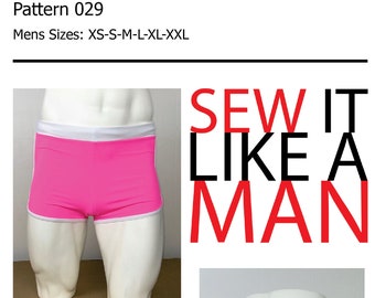 Men's Retro Style Swim Trunk with Waistband and Leg Binding PDF Sewing Pattern 025