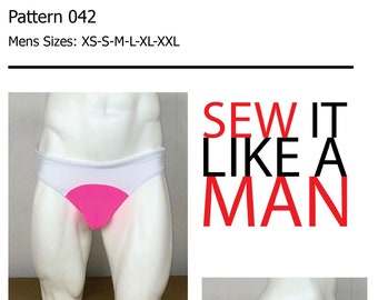 Men's Flat Front Contoured Pouch Bikini PDF Sewing Pattern 042